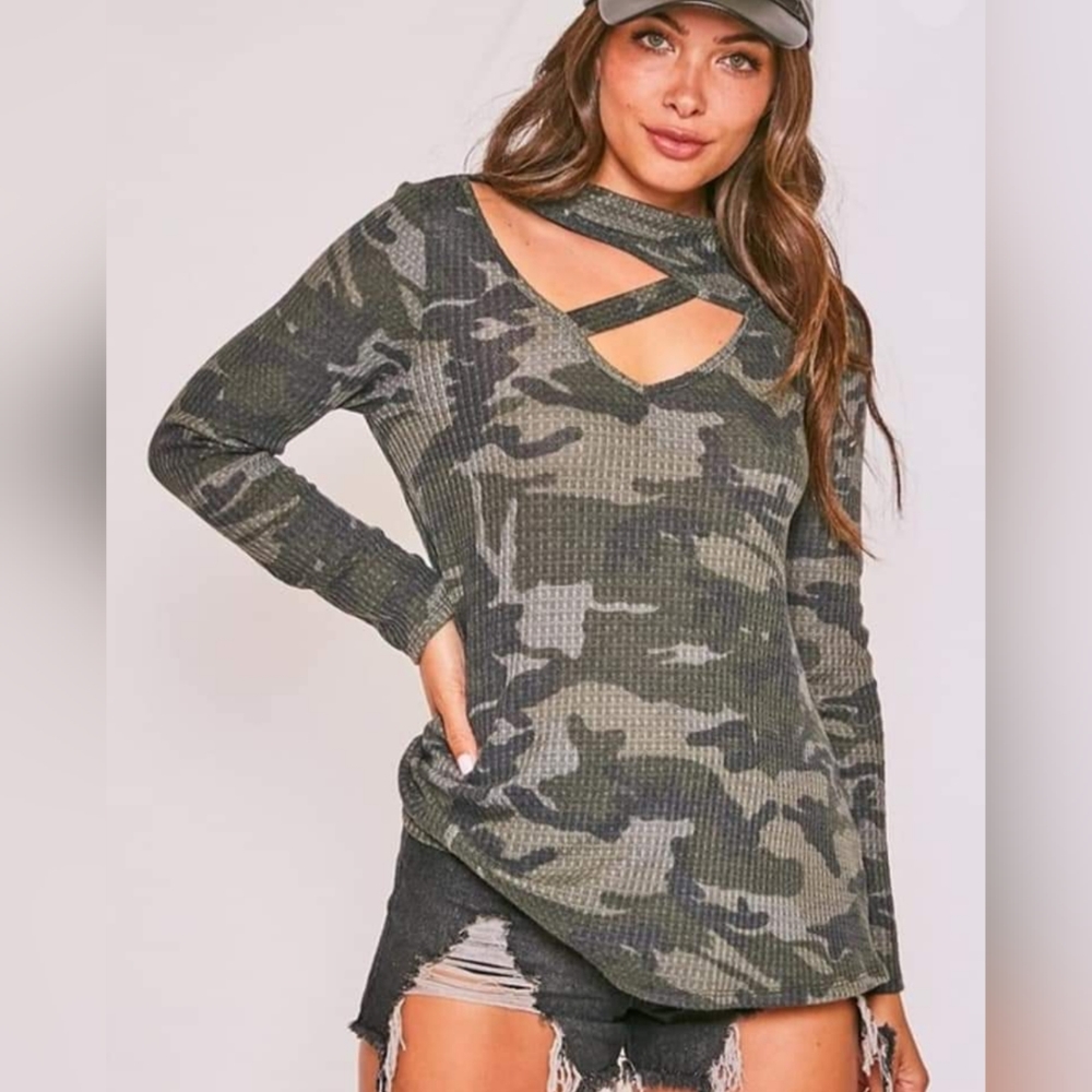 Camo Waffle Texture Top